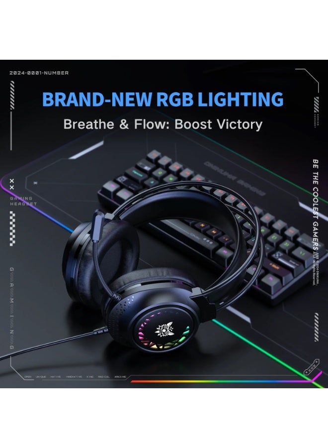 onikuma X92 Gaming Headsets - RGB Lighting, 3D Surround Sound & Competitive Performance - Image 3